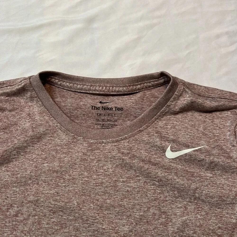 Nike Dri Fit Heathered Rose Short Sleeve Athletic T Shirt Women's XS